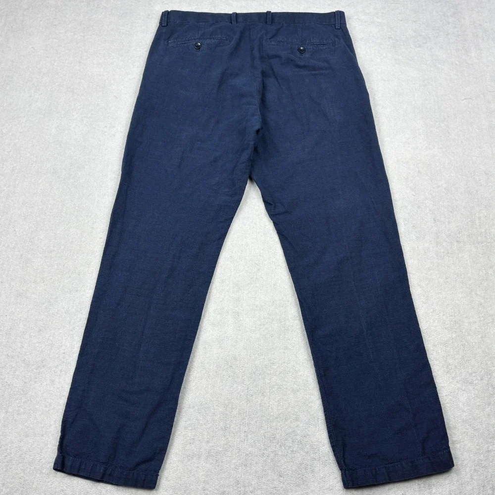 Banana Republic Aiden Mens 33x30 Navy Blue Linen Cotton Chino Pants 184661